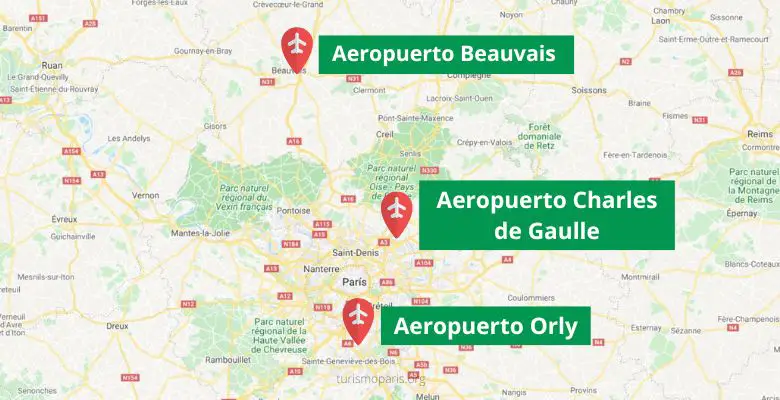 mapa aeropuertos paris