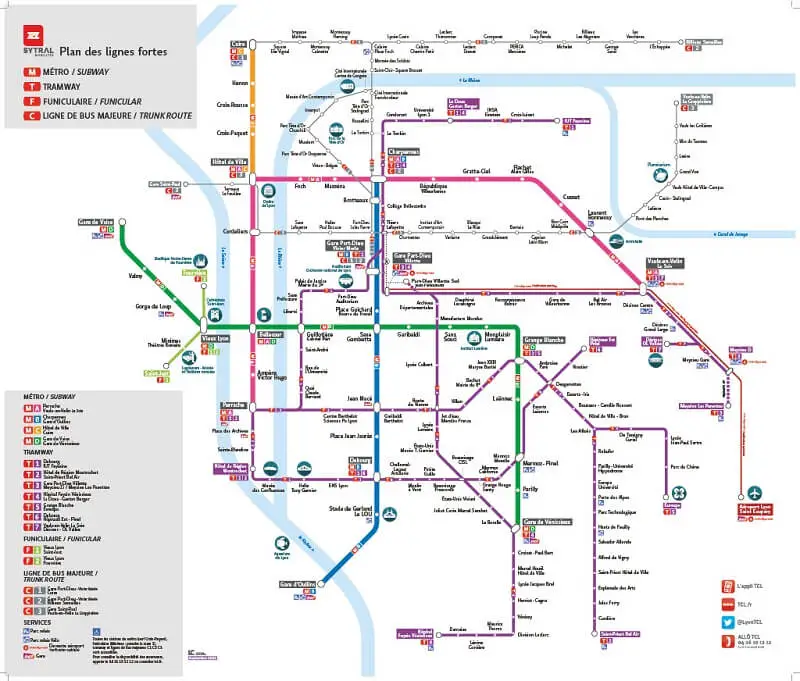 mapa del transporte publico en lyon
